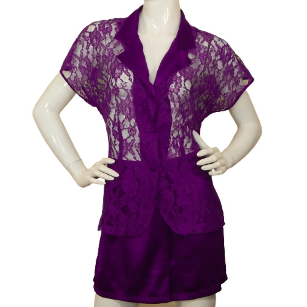 Vintage Victoria's Secret Gold Tag Vintage Lace/Silky 2 PC Set